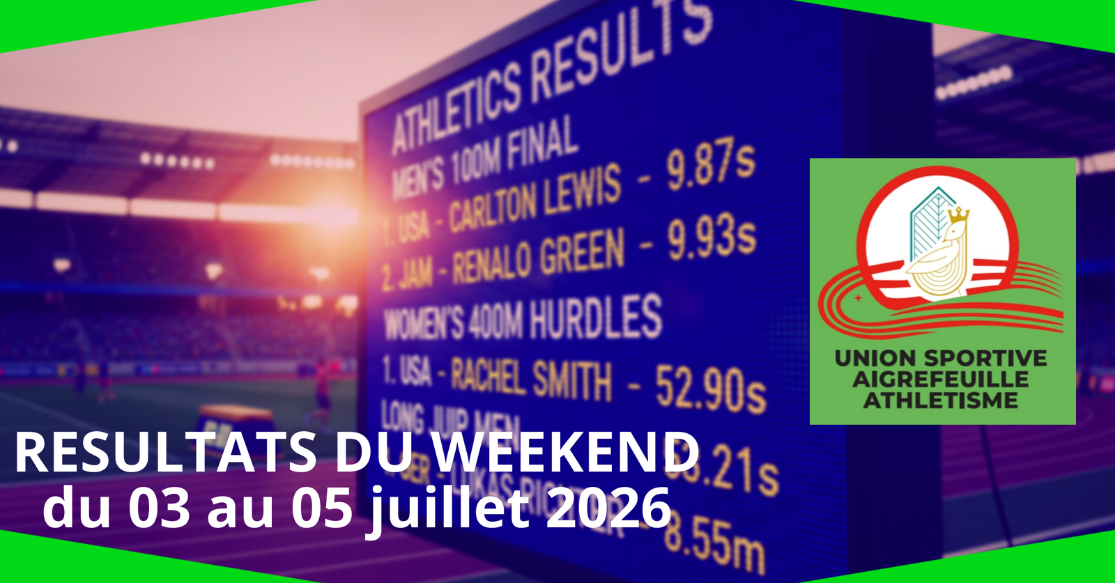 Résultats du week-end du 03 au 05 juillet 2026
