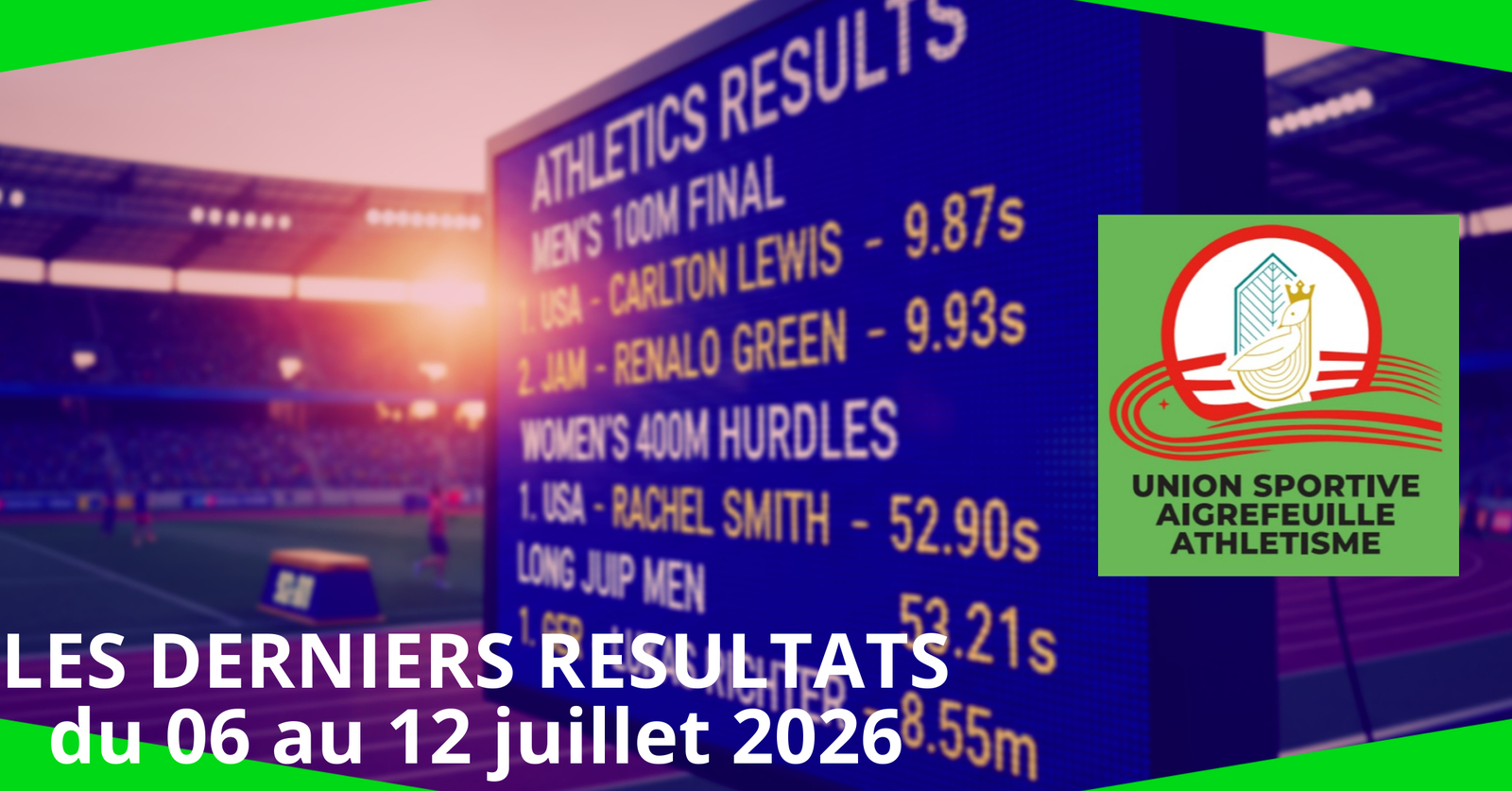 Résultats club du 06 au 12 juillet 2026
