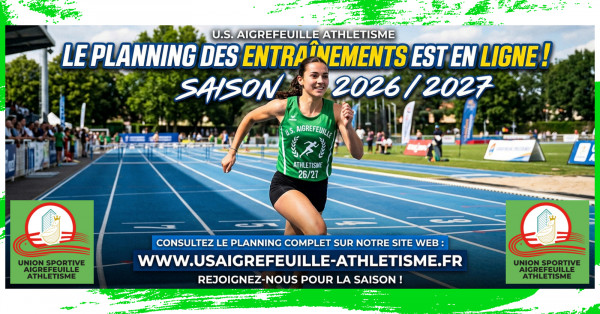 Le planning des entrainements 2026/2027 est disponible