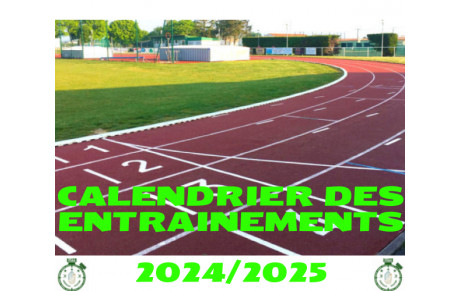 Horaires des entrainements 2024/2025